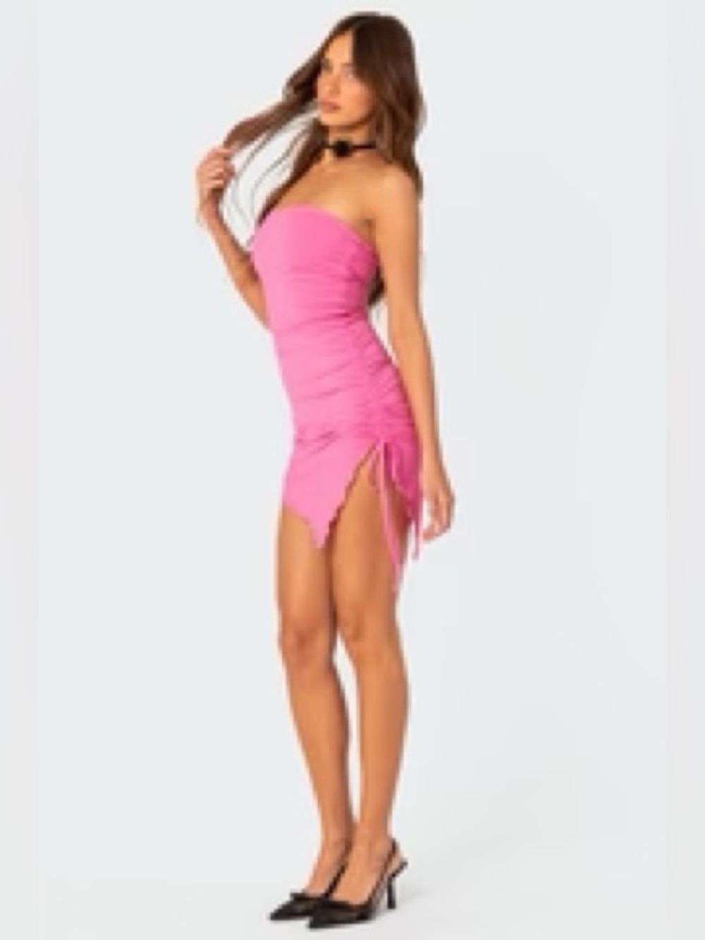 Strapless Pink Ruched Mini Dress XS new with tags